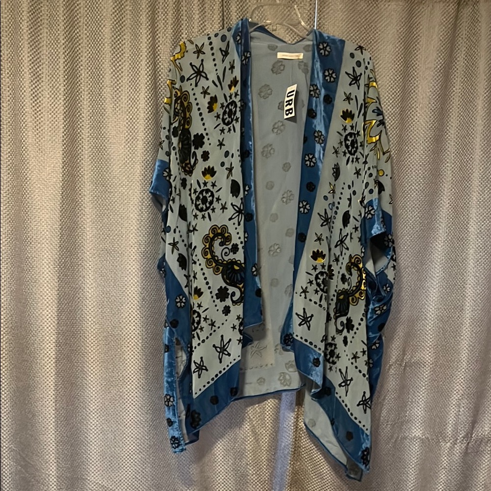 Blue and Black Patterned Kimono